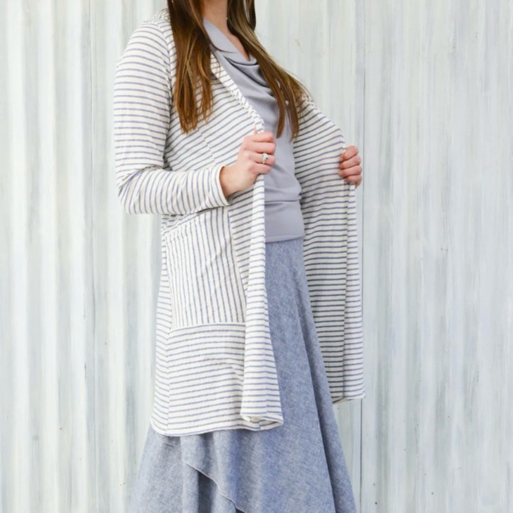 NWOT Yana Dee Alena Duster Striped Open Front Cardigan